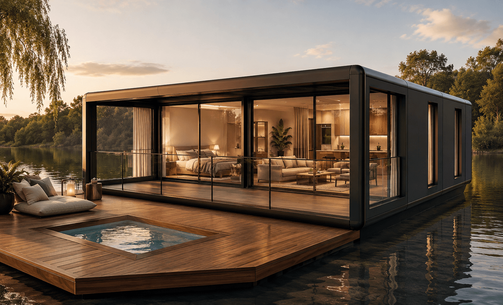 Venicia 480 — vista tres cuartos al atardecer